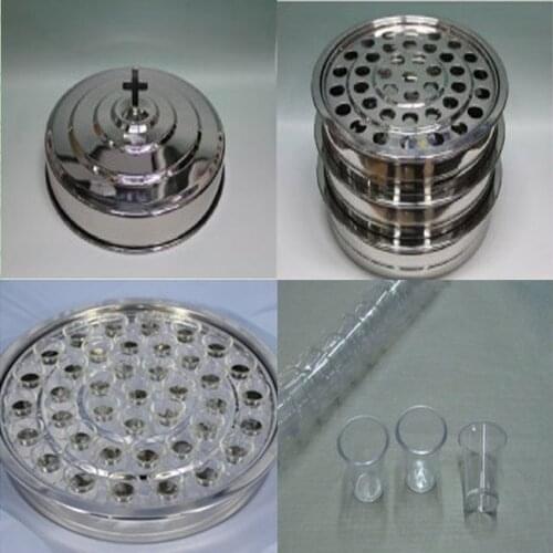 5pcs Stainless Steel Communion Base Tray with 1pc lid with 2 bread tray and 1 bread tray lid and 200pcs Plastic Cups
