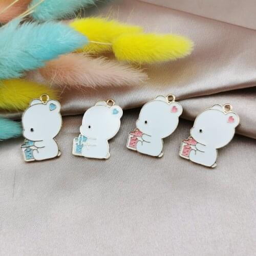 10pcs Drinking Water Cat Dog Alloy Enamel Charms Drop Oil Animals Pendants Earrings Handmade Charms DIY Jewelry Accessories