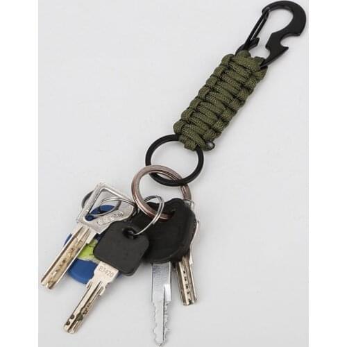 Outdoor Keychain Ring Camping Carabiner Military Paracord Cord Rope Camping Survival Kit Emergency Knot Bottle Opener Tools