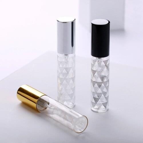 10ml Portable Triangle Decorative Pattern Glass Perfume Bottle With Atomizer Empty Cosmetic Mini Refillable Bottles