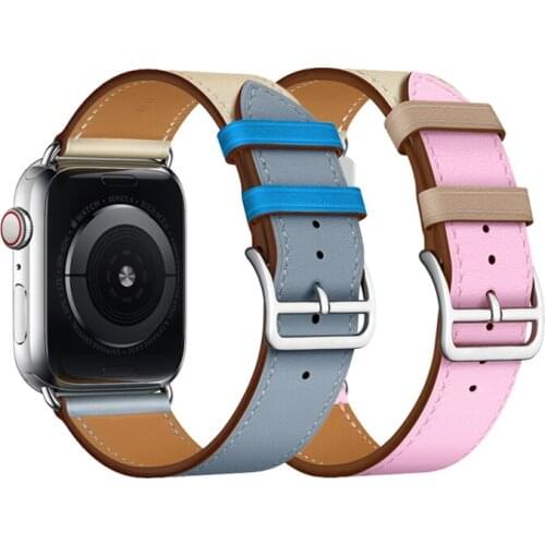 Watchband For Apple Watch Series 4 SingleTour Wrist Strap 40-44mm Watch Band Genuine Leather Bracelet For Apple Series 2 3 38mm