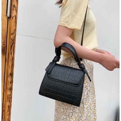 Alligator Print Crossbody Bag Women Ladies PU Leather Solid Color Small Luxury Purses Designer Female High Street Travel Handbag