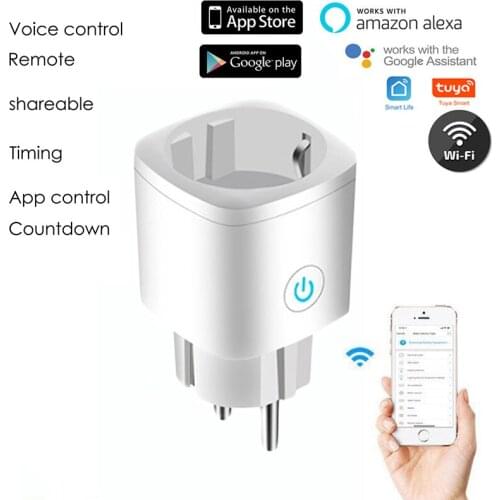 Tuya WiFi Smart Plug Portable Wireless Smart Power Timing Monitor Remote Voice App Operating Works With Alexa Google Home New