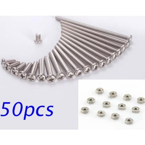 50PCS M2 Round Head Screw/M2 Nuts For Tamiya Mini 4WD Car Model Spare Parts 5/6/8/10/12/14/16/18/20/22/25/30/35/40mm