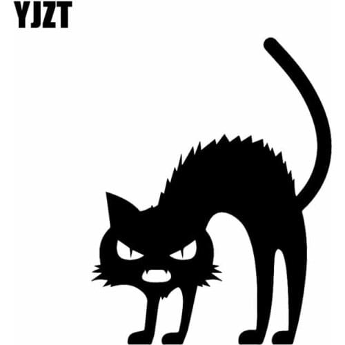 YJZT 11.8X15.1CM Funny Cartoon Cat Car Sticker Vinyl Halloween Car Window Decor Decal Black/Silver C24-1817
