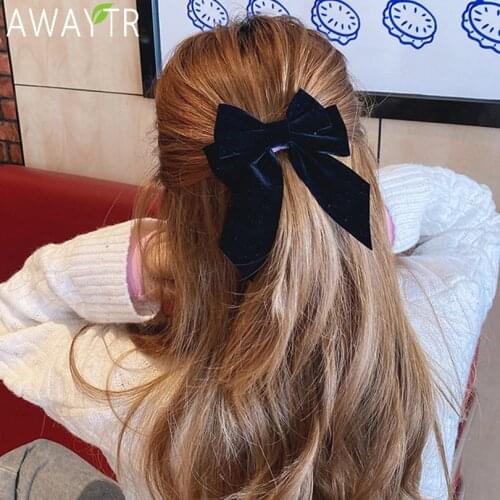Fashion Solid Color Big Bow Hairpins For Girl Barrette Popular Hair Clip Ties Women Two-Layer Satin Hairgrip Hair Accessories