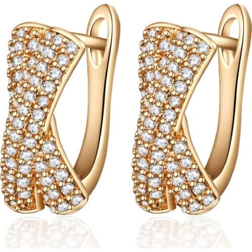 Exquisite X Shape Cubic Zirconia Stud Earrings for Women Gold Geometric Letter CZ Earrings Korean Fashion Jewelry Gifts