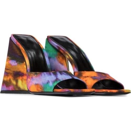 Ladies slippers summer new home sandals square toe open-toe shoes chunky women high-heeled slippers open back party shoes mules