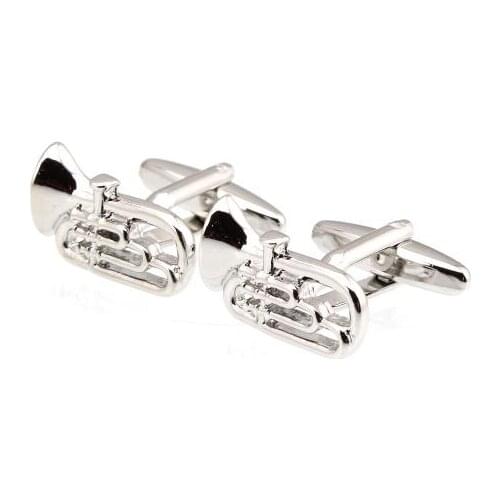 10pairs/lot Silver Trumpet Musical Instruments Cufflinks Bass Trombone Cuff Links Shirt Cuff Button Mens Jewelry Accessory Gift