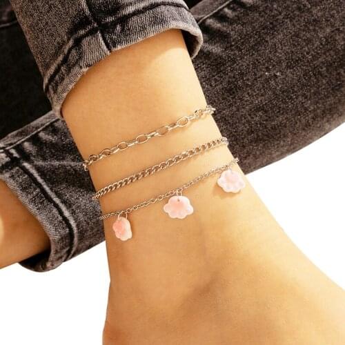 3pcs/set Sliver Color Simple Cute Cat Paw Chain Anklets For Women Beach Foot Jewelry Leg Chain Ankle Bracelets Women Accessories