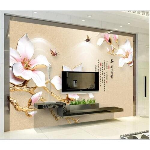 3d wallpaper custom mural non-woven 3d room wallpaper Magnolia flower bloom reliefs paintings photo 3d wall murals wallpaper