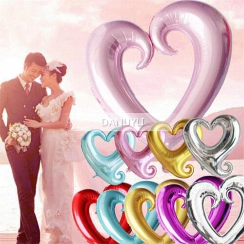 5pcs 18inch Hook Heart Foil Balloons Wedding Decoration Hollow Heart Helium Ballon Valentines Day Decor Birthday Party Globos