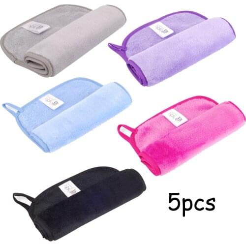 5Pcs Makeup Eraser Face Cleaning Towel Reusable Makeup Remover Towels Microfiber Cloth Pads Facial Towel Skincare Tools