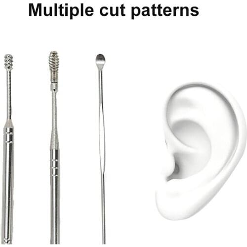 6Pcs Portable Stainless Steel Ear Wax Pick Cleaner Cleaning Digging Tool Earpick Ear Cleaner Spoon Care Ear Clean Tool