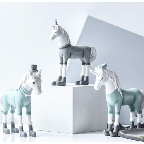 Nordic Style Resin Home Decoration Accessories Creative Mini Animals Unicorn House Decor