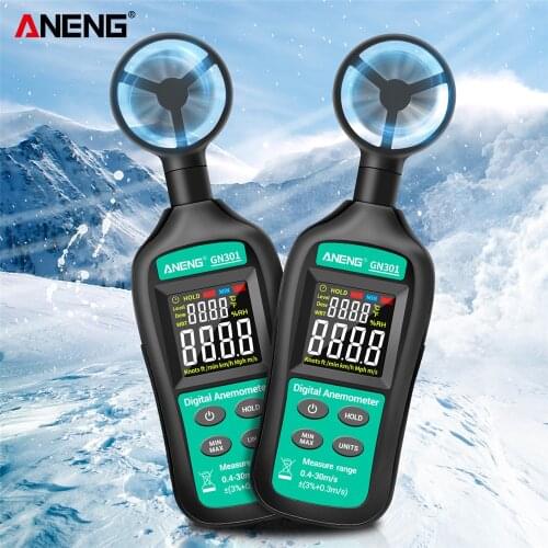 ANENG GN301 Handheld Digital Anemometer Digital Meteorograph High Precision Wind Speed/Temperature Meter with LCD Backlight