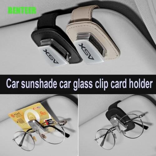 Genuine leather car sunshade car glass clip holder sticker For MITSUBISHI ASX