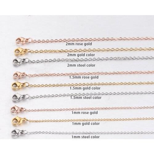 100% Stainless Steel Chain For Jewelry Making 1mm/1.5/2mm Width Metal Rolo Link Chain Bulk Cadenas Wholesale 20pcs
