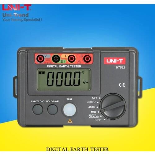 UNI-T UT522 Digital Earth Tester; Ground Resistance Tester / Data Storage / Full Symbol Display / Insulation Protection