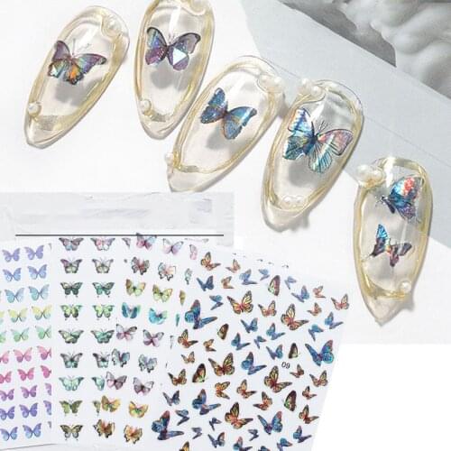 Decorative Stickers Nail Art Accessoire Butterfly 3D Nail Charms Laser Manicure Decals Nail Parts Butterfly Assorted Stencil