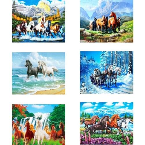 DIY Paints By Numbers Animals 50x40cm Art Pictures Horse Natural Animal Decorative Canvas Wall Artcraft Oil Painting By Numbers