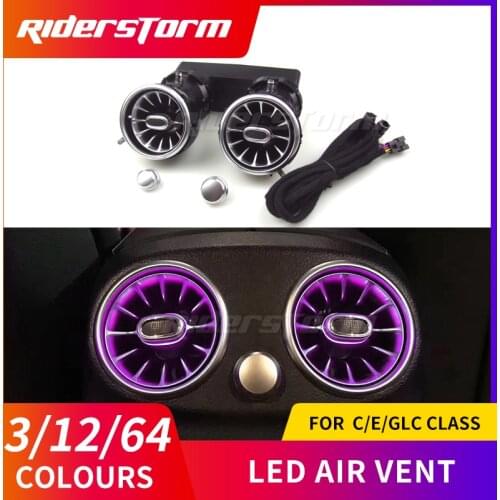For mercedes rear seat led air vent for C GLC E class W205 X253 W213 air condition interior atmosphere light car accessories
