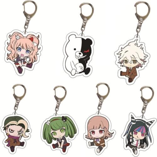 2021 Anime Danganronpa Double-sided Keychain Key Ring Acrylic Pendant Pendant Props Monokuma Naegi Makoto Cosplay Woman Man Gift