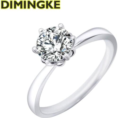 DIMINGKE S925 Sterling Silver 1CT D Moissanite Lotus Ring Passed Diamond Test High Jewelry Wedding Party Wholesale