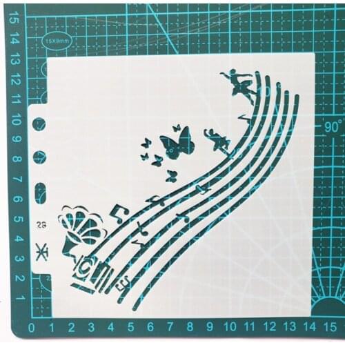 2pc Music Deer Stencil Painting Template DIY Walls Scrapbooking Diary Stamp Album Coloring Embossing Decoration Cake Reusable