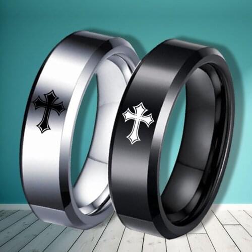 MOREDEAR 4mm 6mm 8mm Bright Polish Cross Titanium Ring For Men and Women
