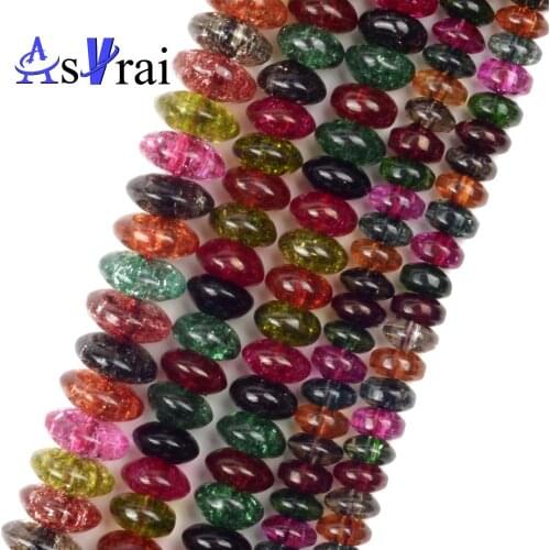 Natural Stone Multicolor Snow Cracked Crystal Abacus Beads For Jewelry Making Round Loose Spacer Beads DIY Bracelet Accessories