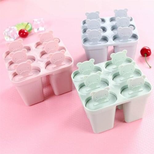 New 6 Hole Silicone Ice Cream Mold Kitchen Tool Popsicle Box Child Gift Diy Ice Cream Box Ice Cube Dessert Mold Popsicle Making