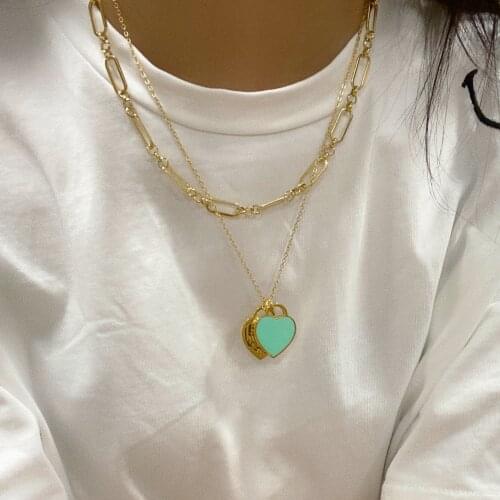 New Arrival Love Double Heart Enamel Ladie FOREVER LOVE Stainless Steel Necklace Drift Bottles Jewelry Wholesale Gift For Women