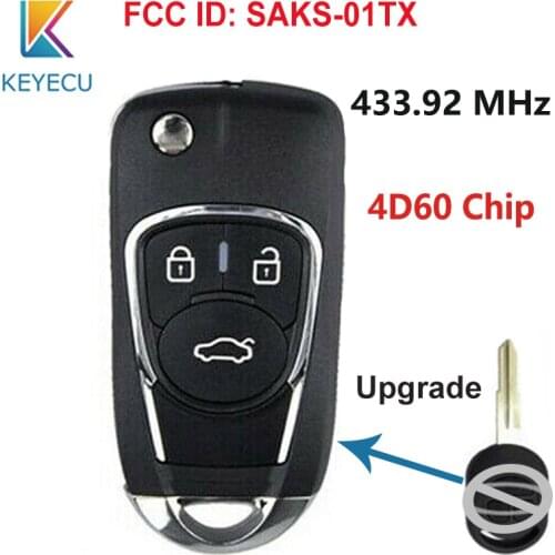 KEYECU Upgraded Flip Remote Key Fob 3B 433.92MHz 4D60 for Chevrolet Optra Lacetti Daewoo Nubira for Holden/Ravon FCC: SAKS-01TX