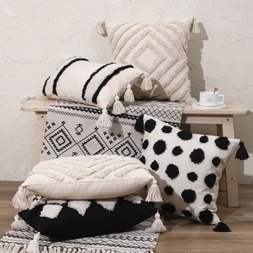 Tassel Pillow Case Nordic Style Knitted PillowCover Home Decorative Cushion Cover Sofa Bedside Pillowcase for Livingroom Bedroom