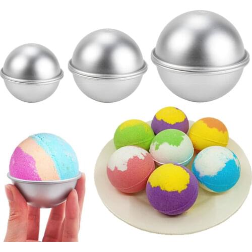 2pcs Semicircle Sphere Bath Bomb Molds Aluminum Alloy Ball Sphere Bath Bomb Mold Cake Baking Pastry Mould Soap Making DIY Gifts