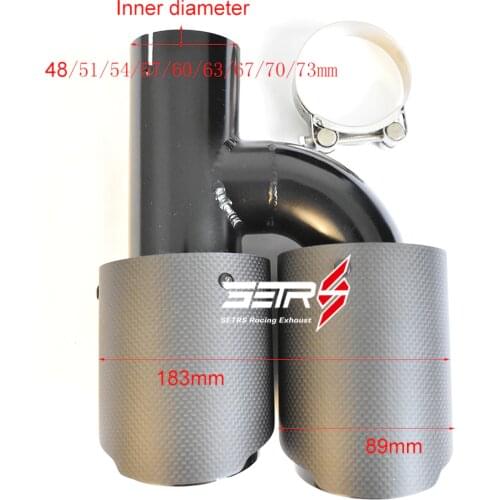 Outlet 89 mm 3.50 Inch Black Stainless Steel Plain Weave Matt Carbon Car Exhaust System Muffler Tip Tail Pipe For Left Side