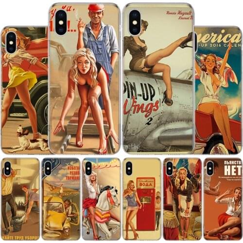 Sexy Pin up Girl Vintege WW2 Cover Phone Case For Apple iphone 11 12 Pro XR X XS Max 7 8 6 6S Plus + 7G 6G 5 SE 2020 Coque Popul