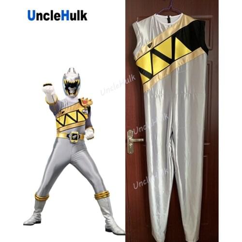 Zyuden Sentai Kyoryuger Kyoryu Silver Cosplay Bodysuit - Satin Fabric | UncleHulk