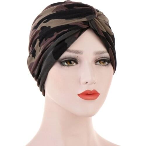 2020 Printed turban caps for women muslim wrap head bonnet hat africain india cap twisted inner hijab caps turbante mujer