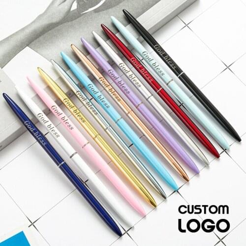 Handmade Customized Logo Metal Ballpoint Pen Hotel Counter Gel Pen Business Gift Creative Personality School Office Supplies Pen
