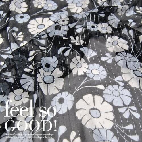 Silk Georgette Chiffon Fabric Dress Black Simple Color Silver Spring Summer Thin Skirt Scarf DIY Patchwork Tissue