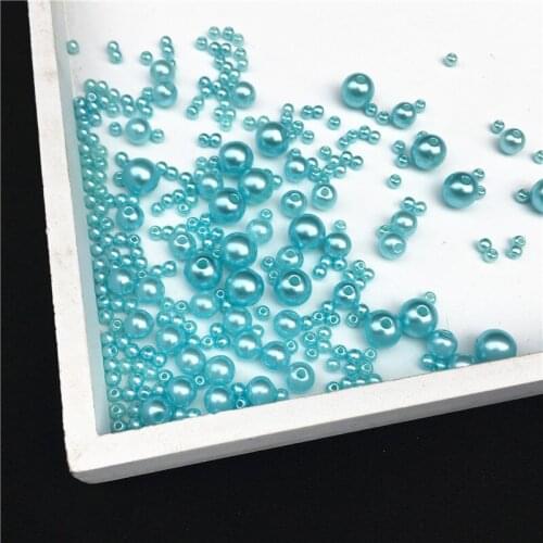 Blue Round Imitation Garment Pearl With holes For DIY Art Necklace Fashion Jewelry Making Accessories 3/4/5/6/8mm