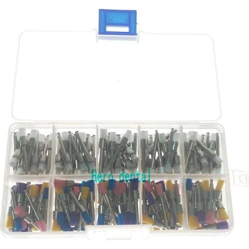 200 PCS Dental Nylon Latch Flat Polishing Polisher Prophy White & Colorful Brush