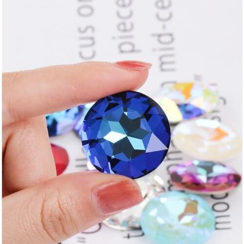 27mm Gem Flower Rhinestones New Arrival Glue On Stones Pointback Clothes Wedding Dress Decoration Crystals Round Strass