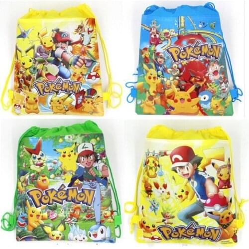 Takara Tomy Pokemon Pikachu Cartoon Beam Pocket Non-woven Bag Beam Pocket Children Storage Bag Pokemon Figures