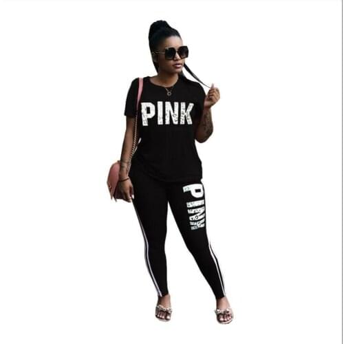 Summer Women Letter Print Suit Fashion Personalized Clothing Pink Printing Casual Lady Suit 2 Piece Set Comfortable Sports Suit