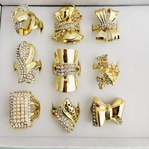 Vintage Crystal Ring for Women Turkish Brand Design Gold Color Ethnic Wedding Jewelry Gift size random sample for delivery