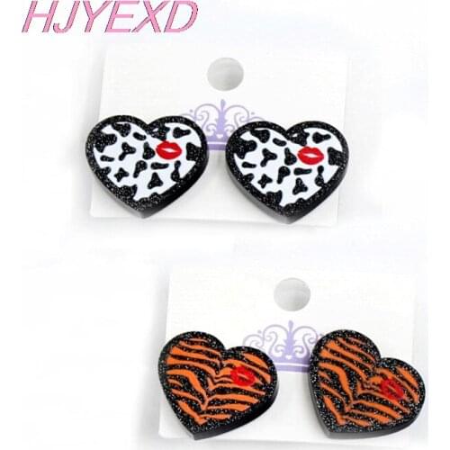 1pair) heart Leopard Print Stud Earrings Fashion Tiger Earrings Acrylic Earrings