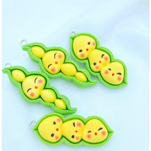 10Pcs Cartoon Simulation Hook Beans Flat Back Resin Cabochon Scrapbooking Craft DIY Hair Bows Accessories Q14